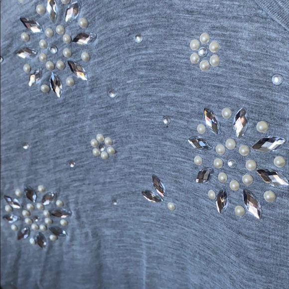 Gray Embroidered Flutter Sleeve Blouse - Picture 3 of 5